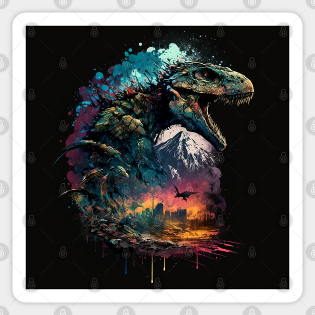 Tyrannosaurus rex Sticker by Buff Geeks Art